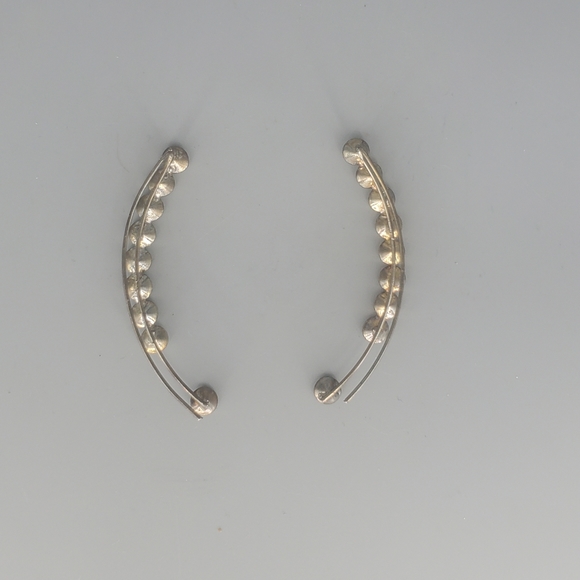 Silvertone Rhinestone Earring Cuffs - Picture 3 of 5